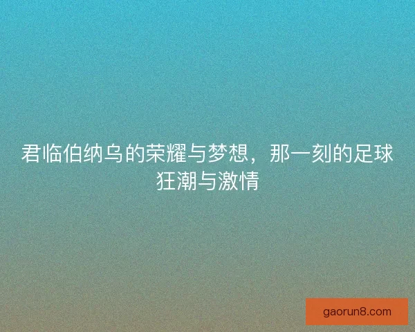 君临伯纳乌的荣耀与梦想，那一刻的足球狂潮与激情