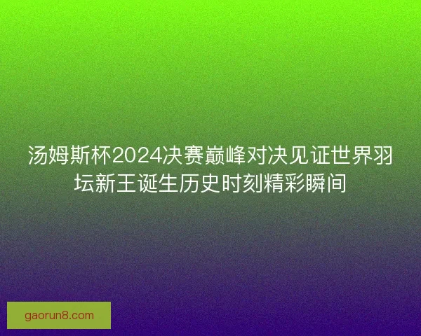 汤姆斯杯2024决赛巅峰对决见证世界羽坛新王诞生历史时刻精彩瞬间